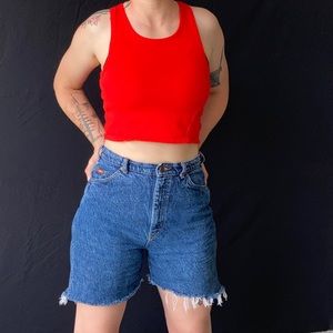 Bebe bright-red crop top w/back zipper
